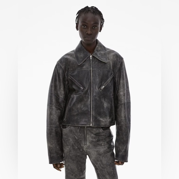 Helmut Lang Distressed Leather Biker Jacket - Picture 1 of 5